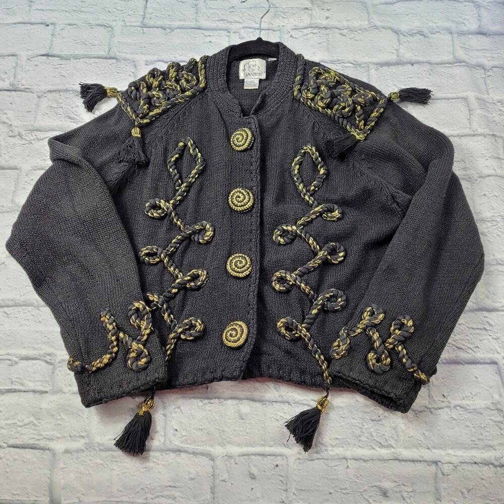 Vintage Gantos Embellished Cardigan Epaulets Costume size Small - Picture 3 of 13